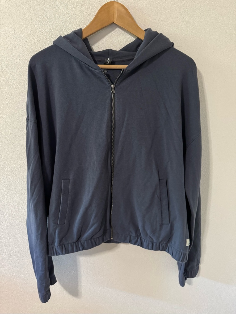 Vuori Laguna Full Zip Hoodie Azure Blue Organic Cotton Athleisure Workout-XL